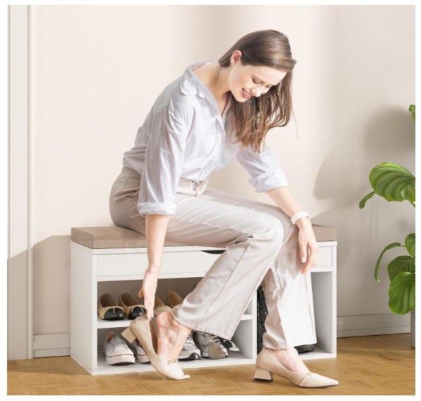 31 Inches Storage Bench, Shoe Bench with Flip Top Storage Space