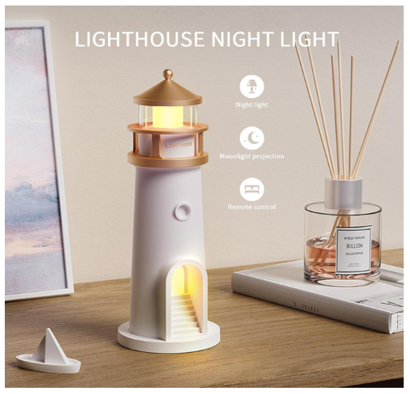 Moonlight Projection Lamp, Lighthouses Night Light, Remote Control Lighthouse Lamp