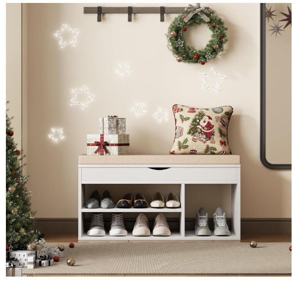 31 Inches Storage Bench, Shoe Bench with Flip Top Storage Space