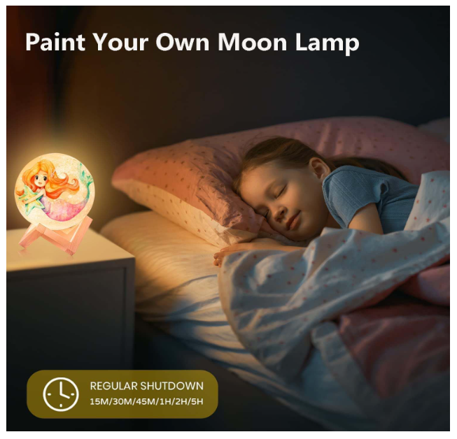 DIY 3D Moon Night Light, Paint Your Own Moon Lamp Kit