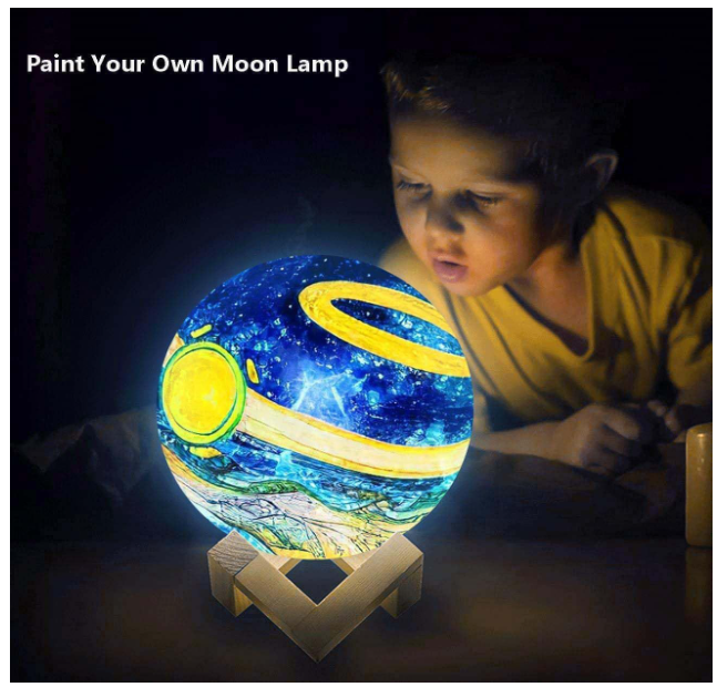 DIY 3D Moon Night Light, Paint Your Own Moon Lamp Kit