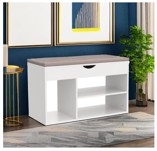 31 Inches Storage Bench, Shoe Bench with Flip Top Storage Space