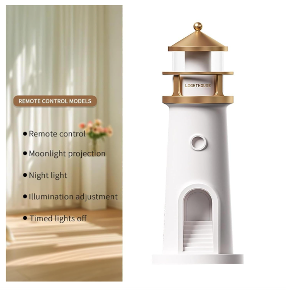 Moonlight Projection Lamp, Lighthouses Night Light, Remote Control Lighthouse Lamp