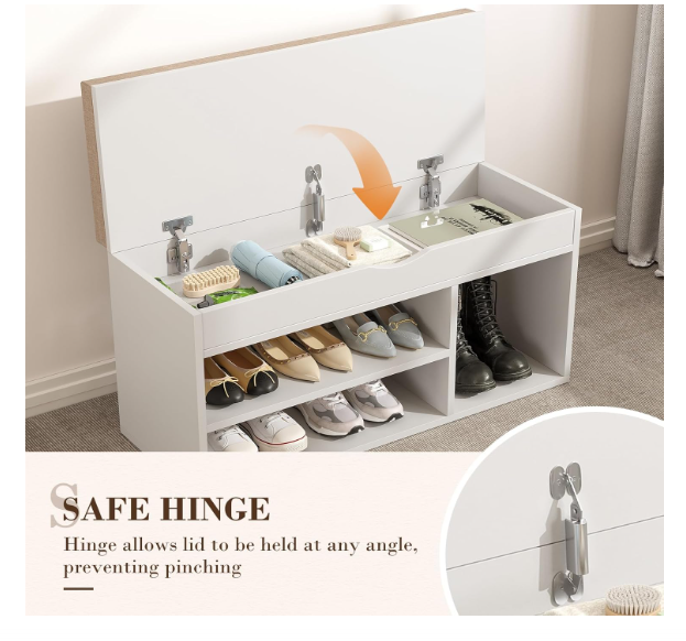 31 Inches Storage Bench, Shoe Bench with Flip Top Storage Space