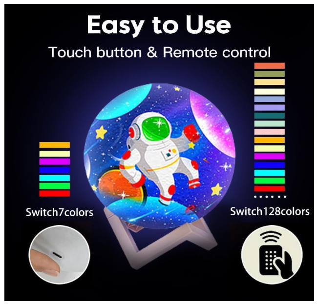 DIY 3D Moon Night Light, Paint Your Own Moon Lamp Kit