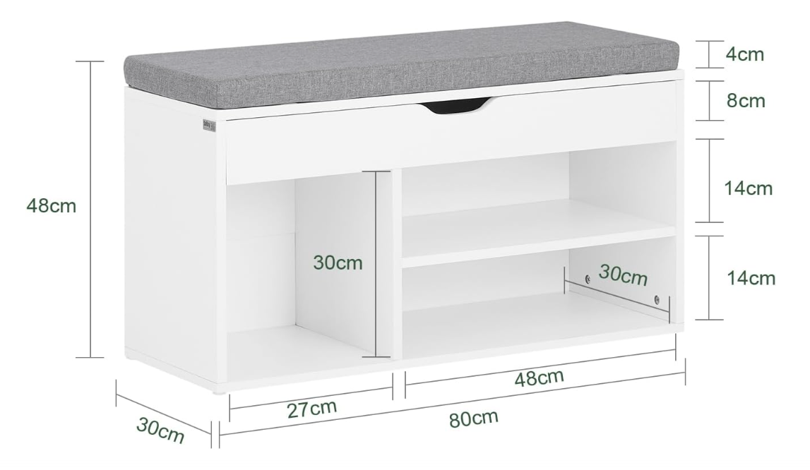 Shoe Bench Entryway Bench Shoe Rack Bench - Cushioned Seat with Hidden Storage
