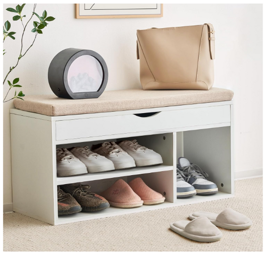 31 Inches Storage Bench, Shoe Bench with Flip Top Storage Space