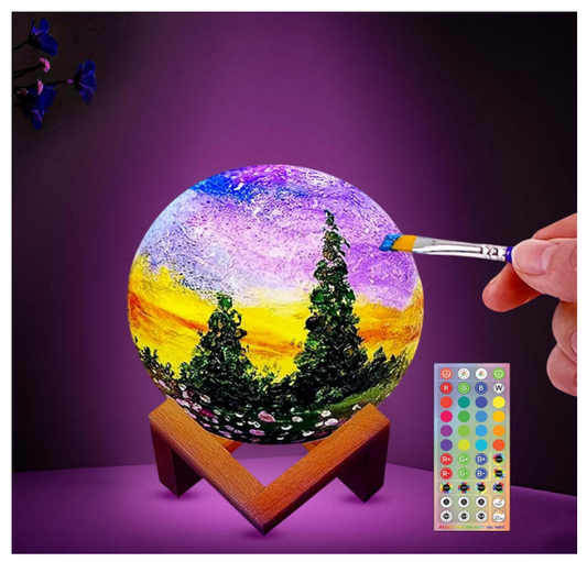 DIY 3D Moon Night Light, Paint Your Own Moon Lamp Kit