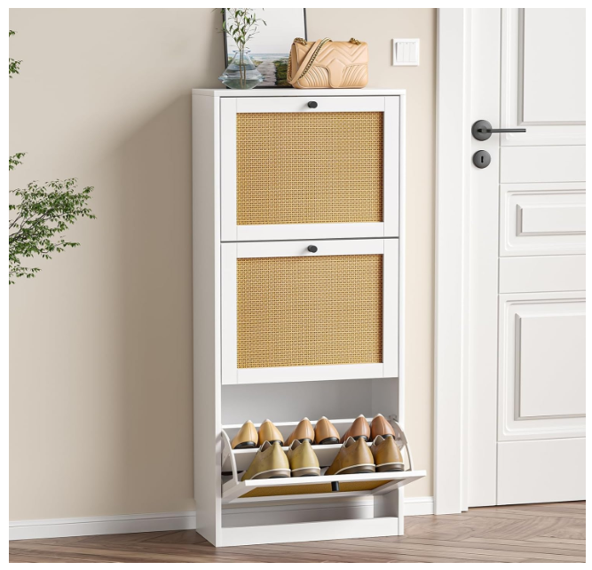 Rattan Shoe Cabinet for Entryway Narrow