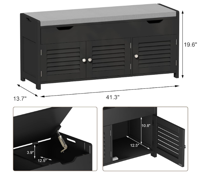 41.3" Shoe Storage Bench with Lift Top Storage