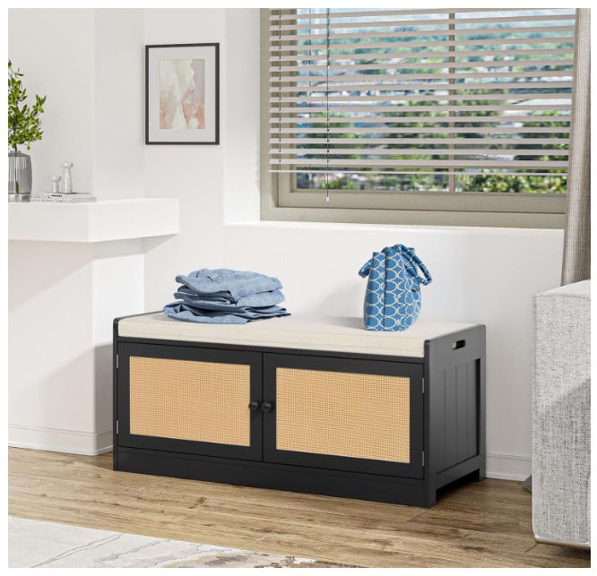 Shoe Bench with Storage, Entryway Shoe Cabinet Bench with Padded Cushion
