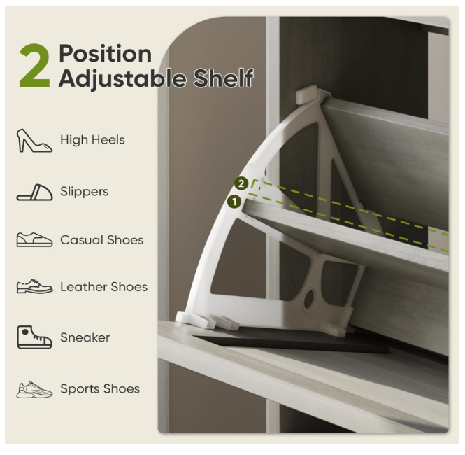 Smart Shoe Cabinet with 2 Flip PVC Rattan Deco Drawers