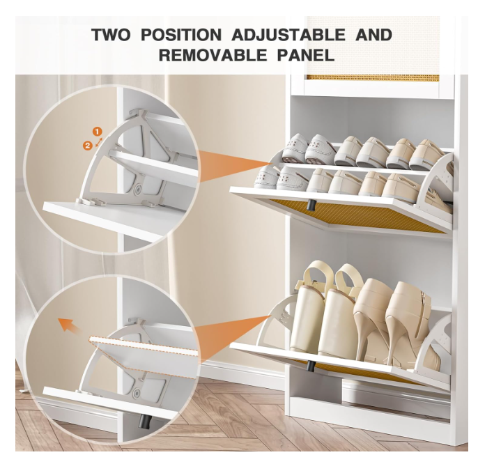 Rattan Shoe Cabinet for Entryway Narrow