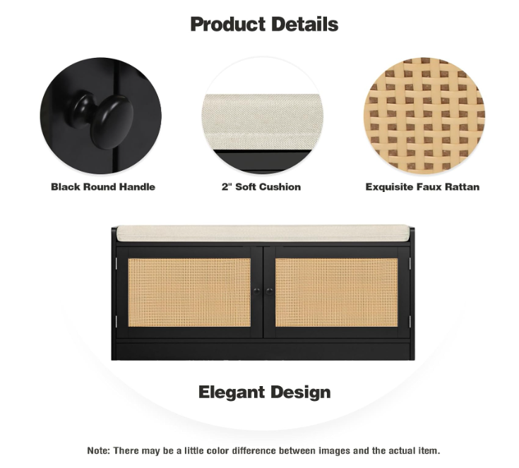 Shoe Bench with Storage, Entryway Shoe Cabinet Bench with Padded Cushion