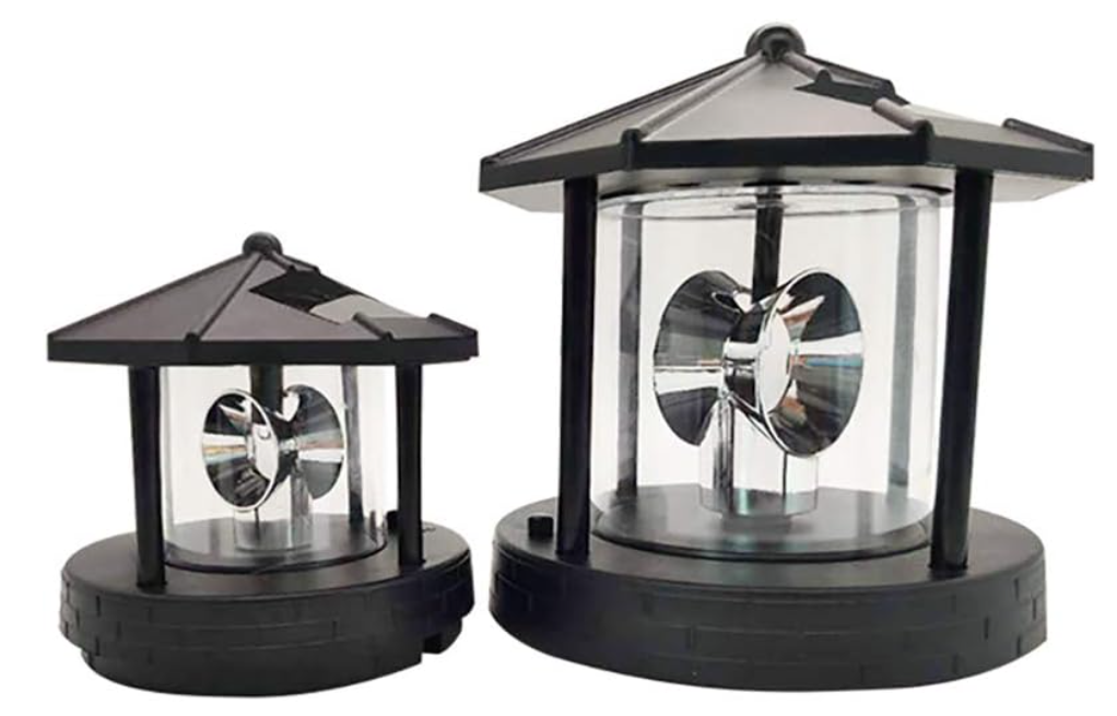LED Solar Powered Lighthouse Lamp 360 Degree Rotating Landscape Lamp Outdoor