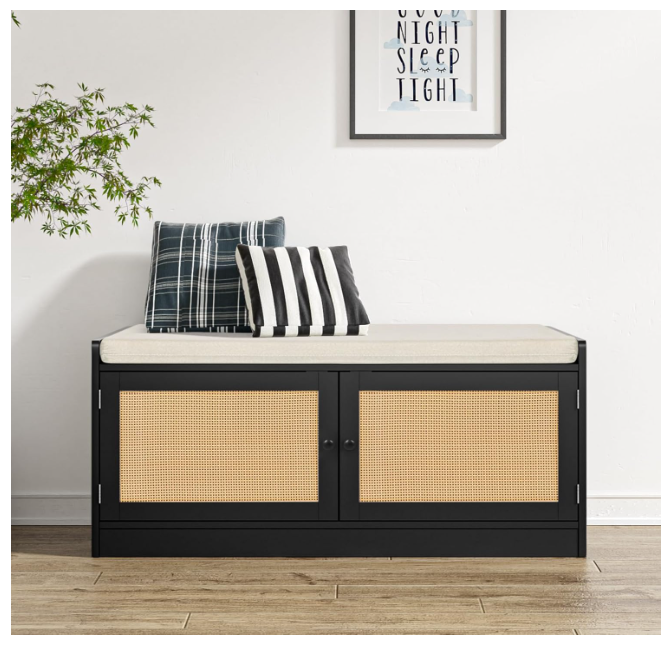 Shoe Bench with Storage, Entryway Shoe Cabinet Bench with Padded Cushion