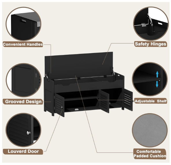 41.3" Shoe Storage Bench with Lift Top Storage