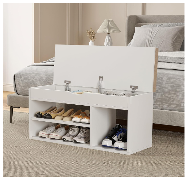31 Inches Storage Bench, Shoe Bench with Flip Top Storage Space