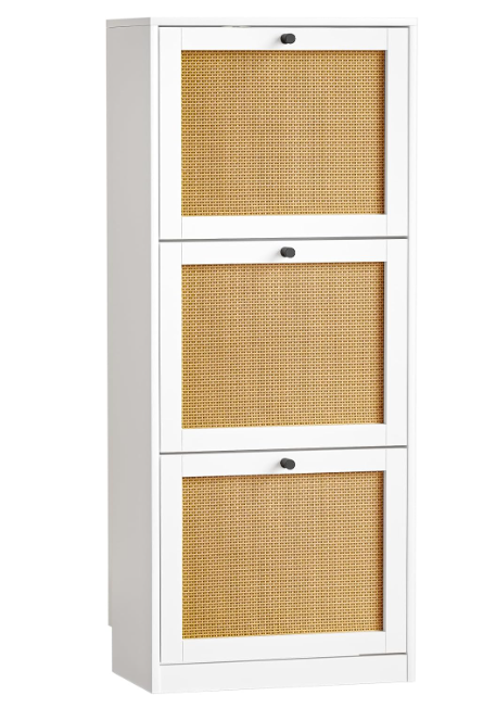 Rattan Shoe Cabinet for Entryway Narrow